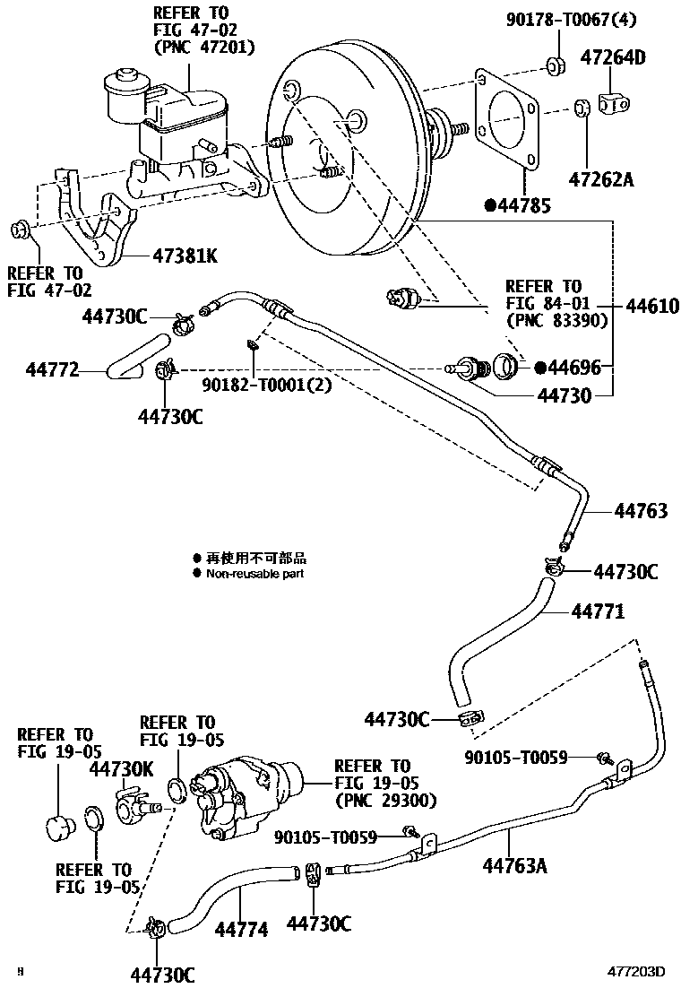 Toyota HILUX 制动助力器和真空管 EPC diagram — 477203D