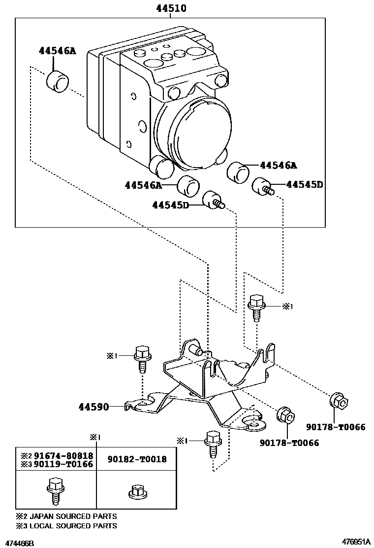 Toyota HILUX 制动配管和卡箍 EPC diagram — 476951A