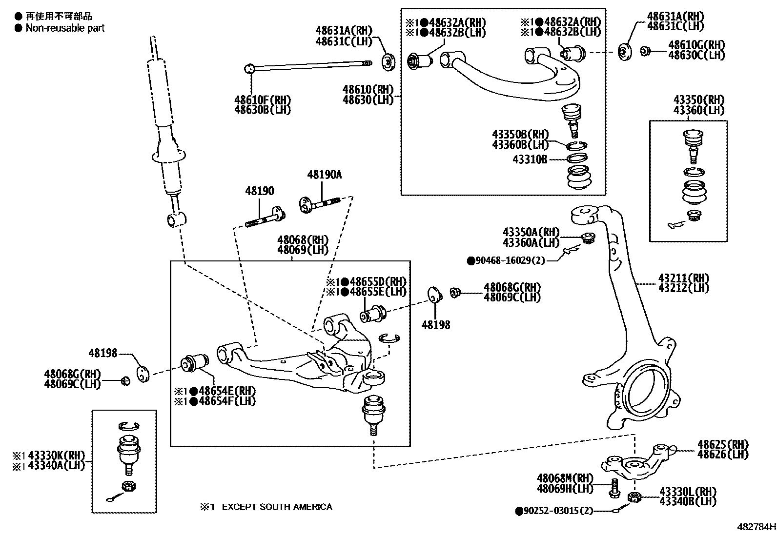 Toyota HILUX 前桥控制臂和转向节 EPC diagram — 482784H