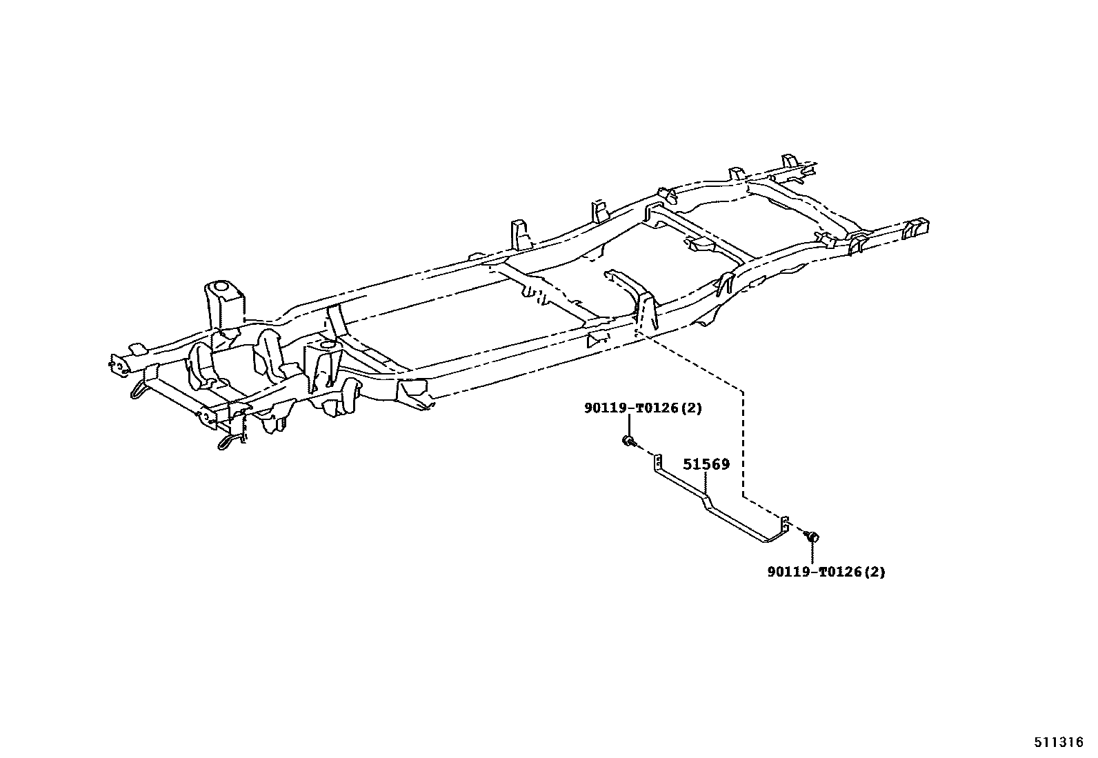 Toyota HILUX 车架 EPC diagram — 511316