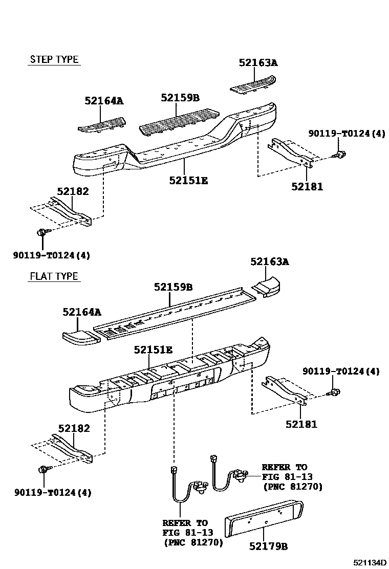 Toyota HILUX 后保险杠及附件 EPC diagram — 521134D