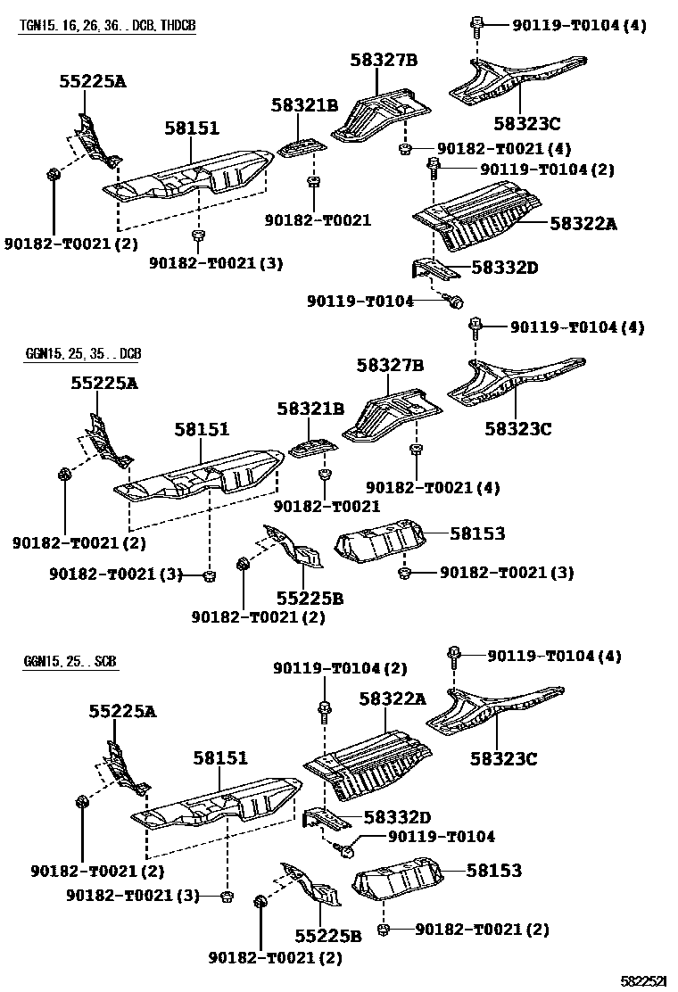 Toyota HILUX 地板隔热垫 EPC diagram — 582252I