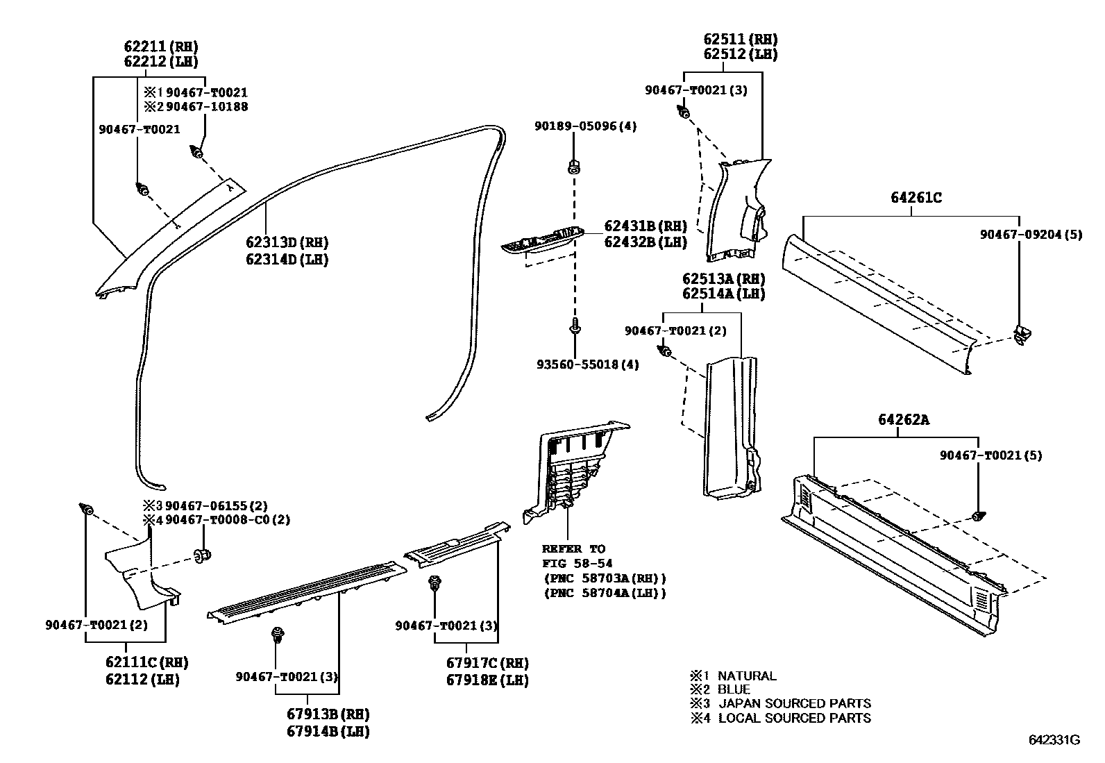 Toyota HILUX 车内装饰板 EPC diagram — 642331G