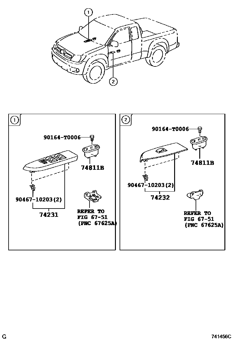 Toyota HILUX 扶手和遮阳板 EPC diagram — 741456C