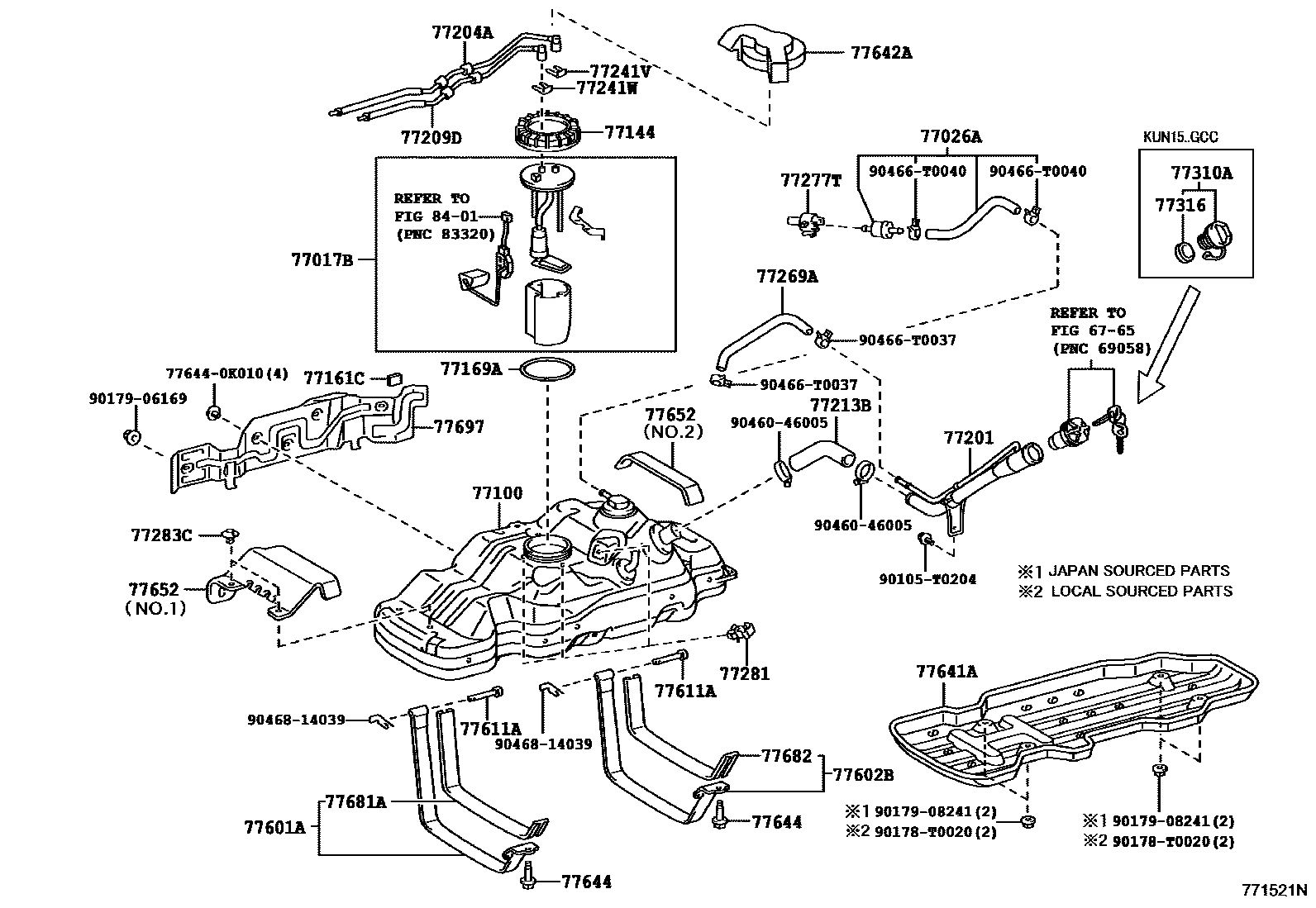 Toyota HILUX 燃油箱和燃油管 EPC diagram — 771521N