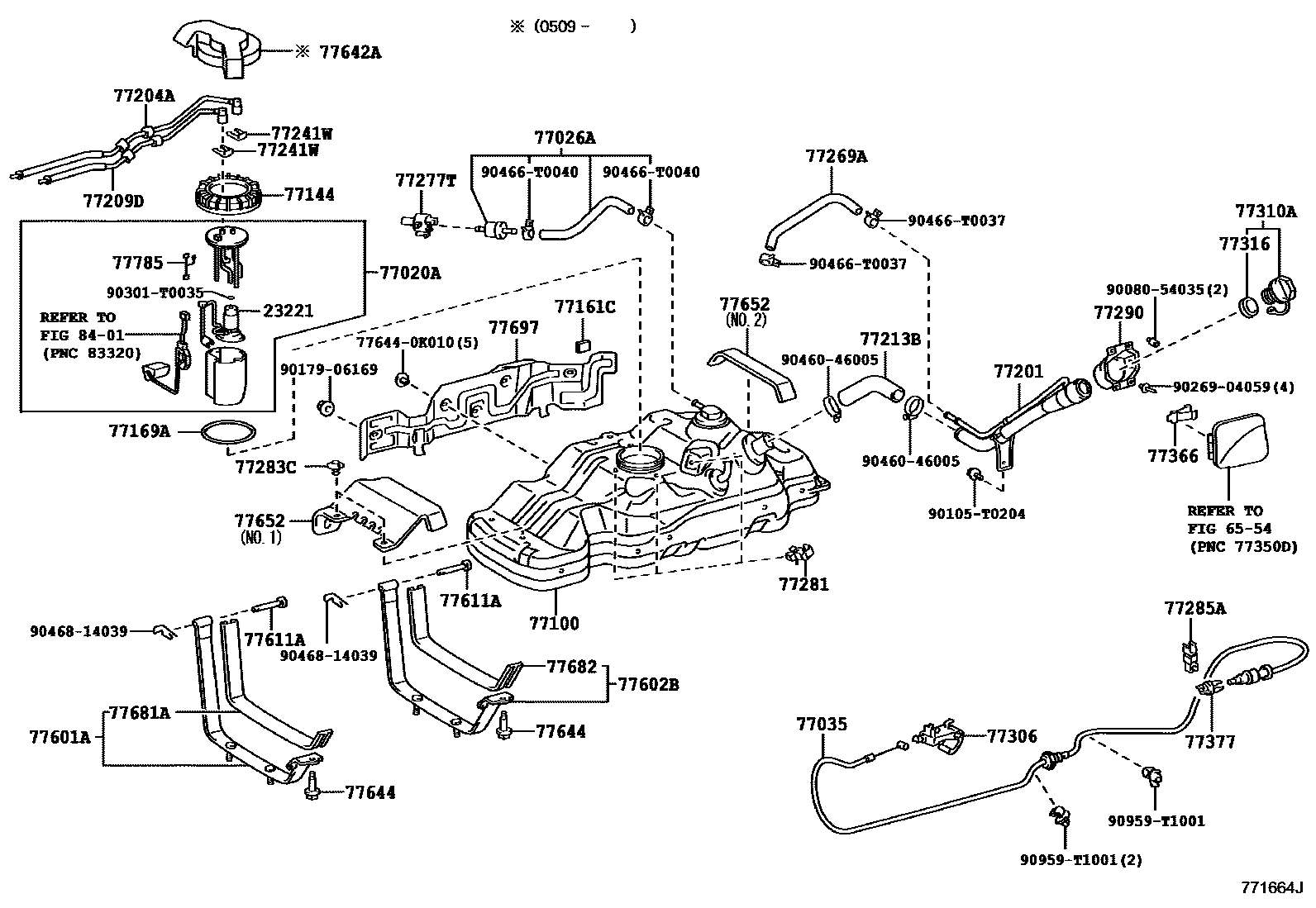 Toyota HILUX 燃油箱和燃油管 EPC diagram — 771664J