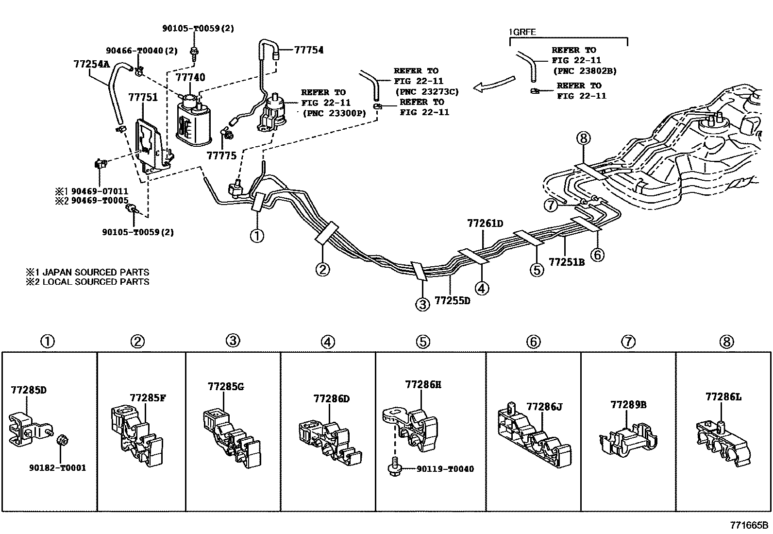 Toyota HILUX 燃油箱和燃油管 EPC diagram — 771665B
