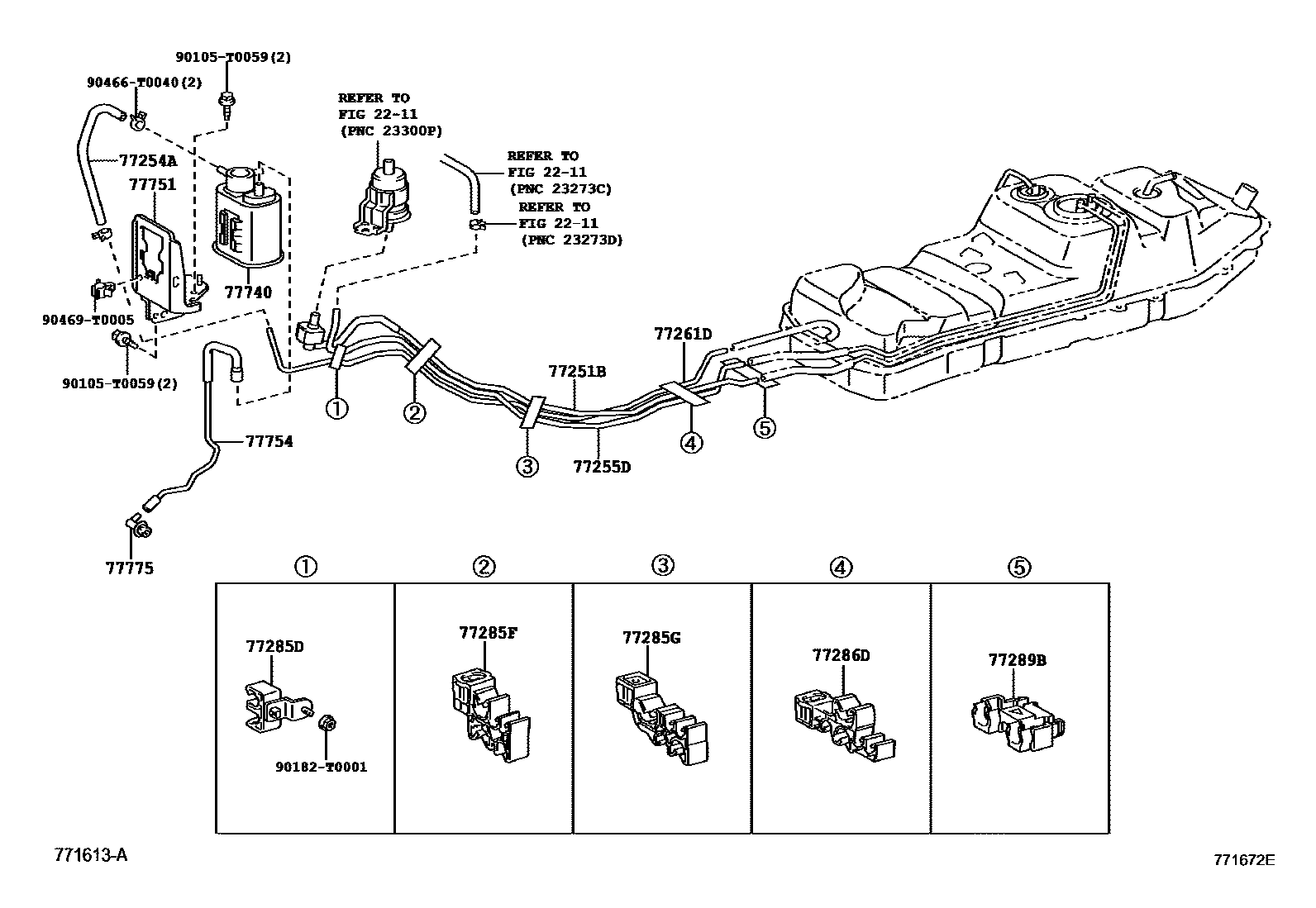 Toyota HILUX 燃油箱和燃油管 EPC diagram — 771672E