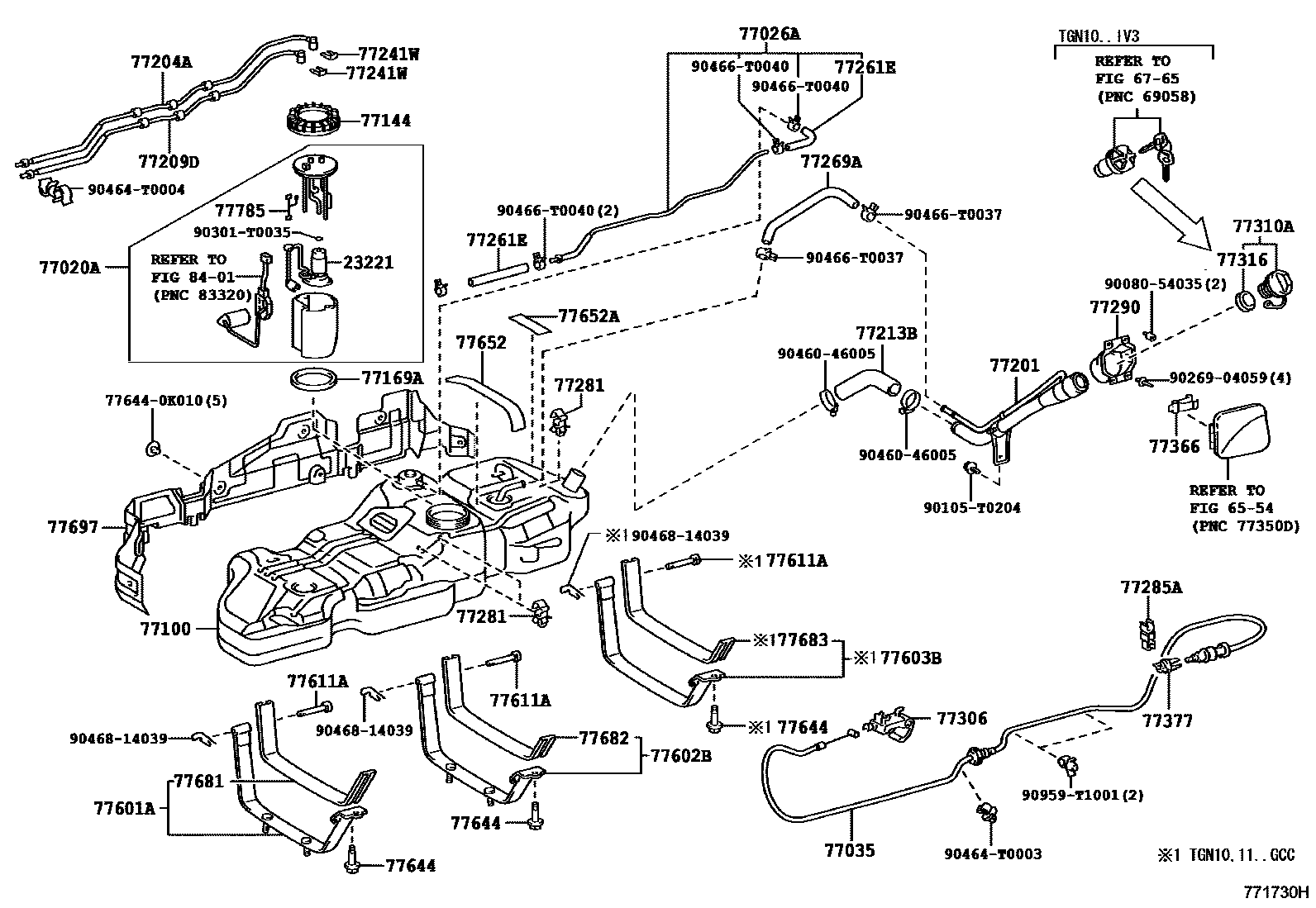 Toyota HILUX 燃油箱和燃油管 EPC diagram — 771730H