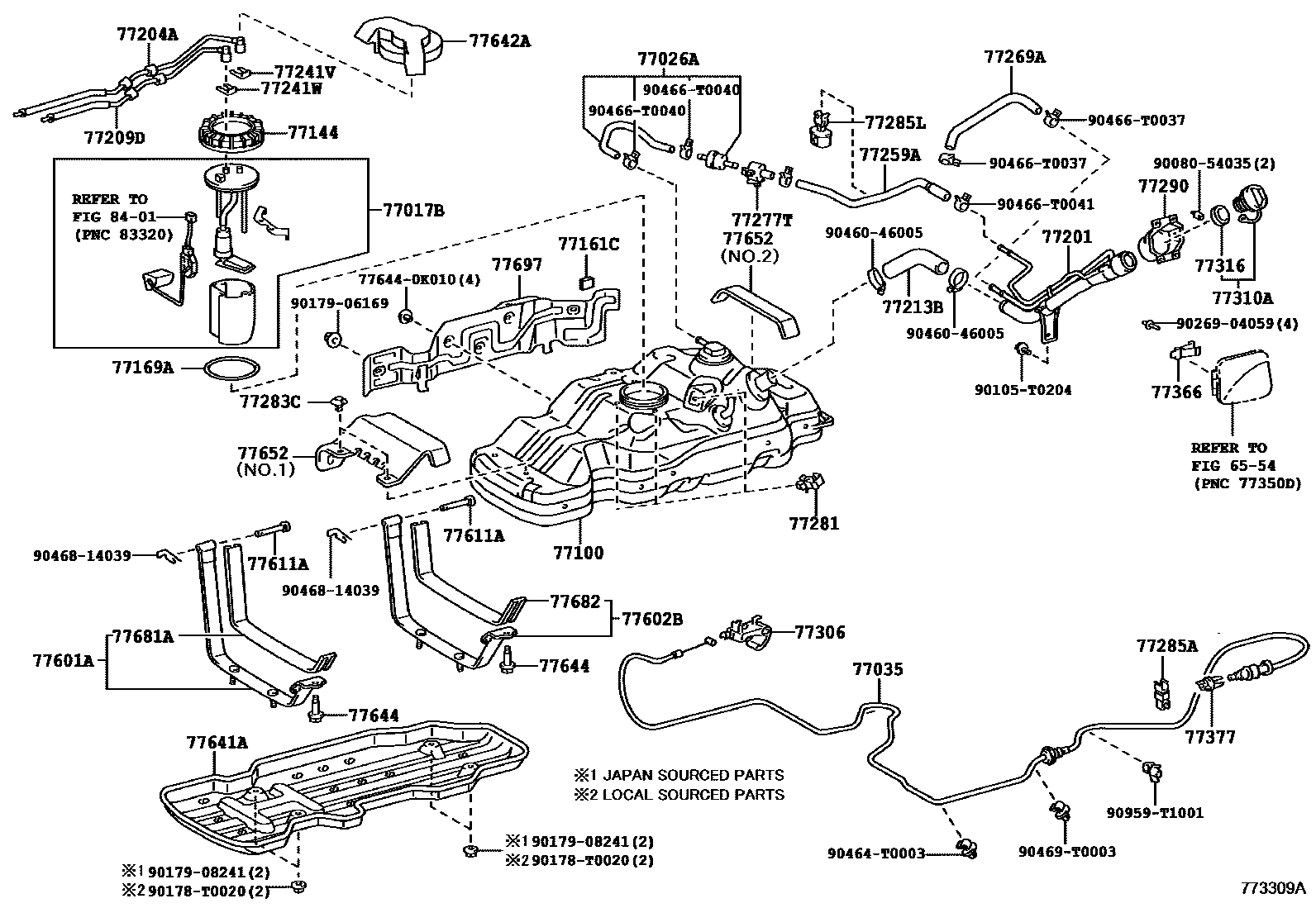 Toyota HILUX 燃油箱和燃油管 EPC diagram — 773309A