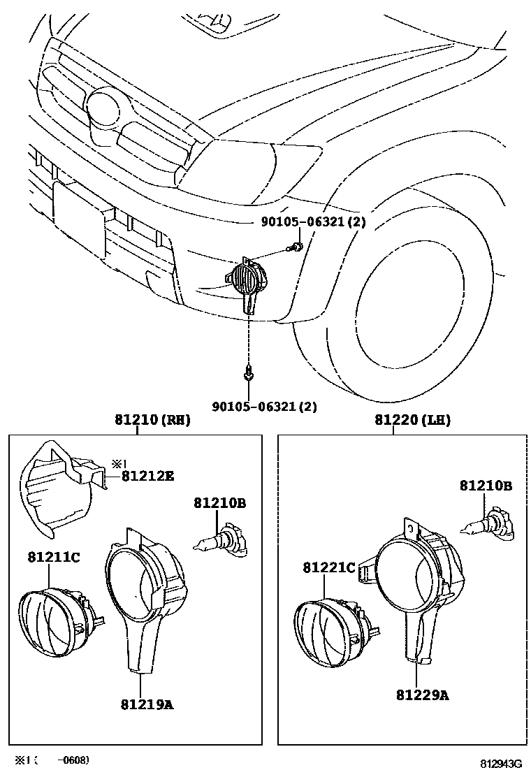 Toyota HILUX Fog Lamp EPC diagram — 812943G