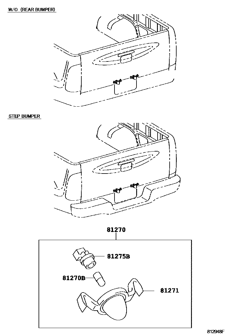 Toyota HILUX 后牌照灯 EPC diagram — 812948F