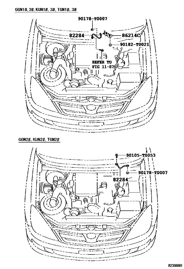 Toyota HILUX 线束和卡夹 EPC diagram — 823968B