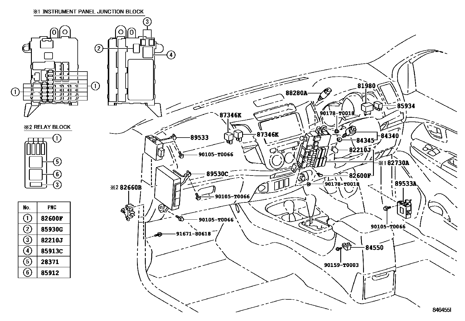 Toyota HILUX 开关和继电器和ECU EPC diagram — 846455I