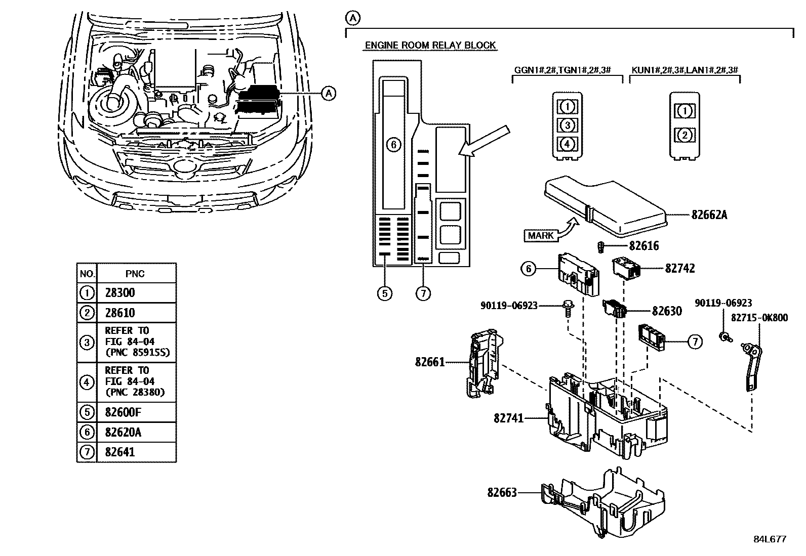 Toyota HILUX 开关和继电器和ECU EPC diagram — 84L677