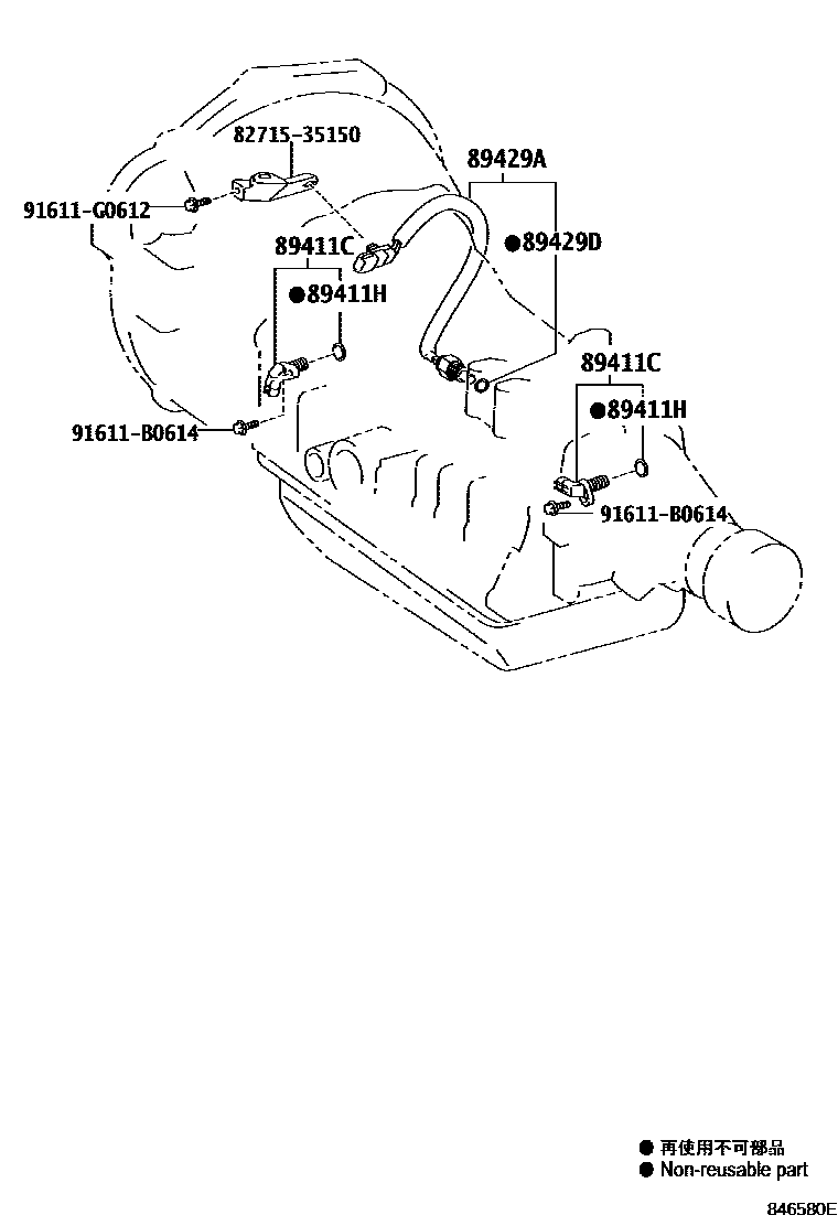 Toyota HILUX 超速档和电子控制变速器 EPC diagram — 846580E
