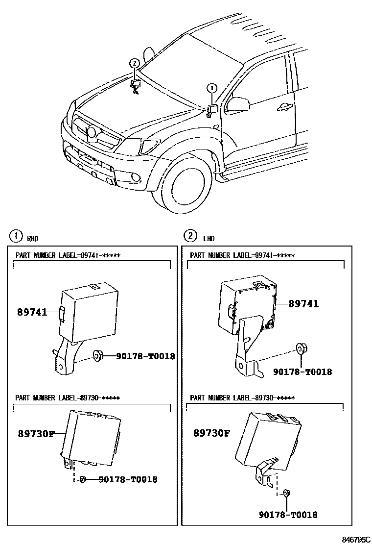 Toyota HILUX 遥控门锁 EPC diagram — 846795C
