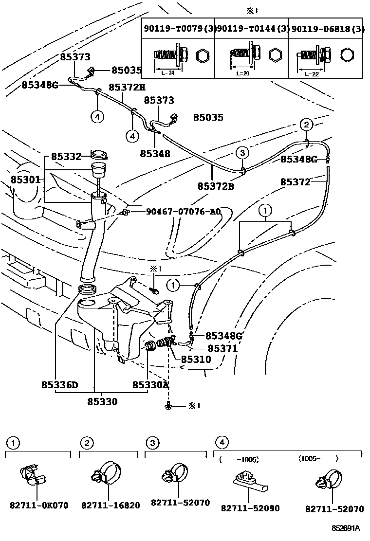 Toyota HILUX 挡风玻璃清洗器 EPC diagram — 852691A