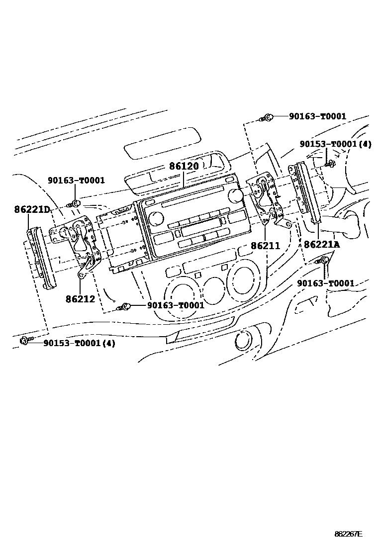 Toyota HILUX 收音机、放大器和冷凝器 EPC diagram — 862267E