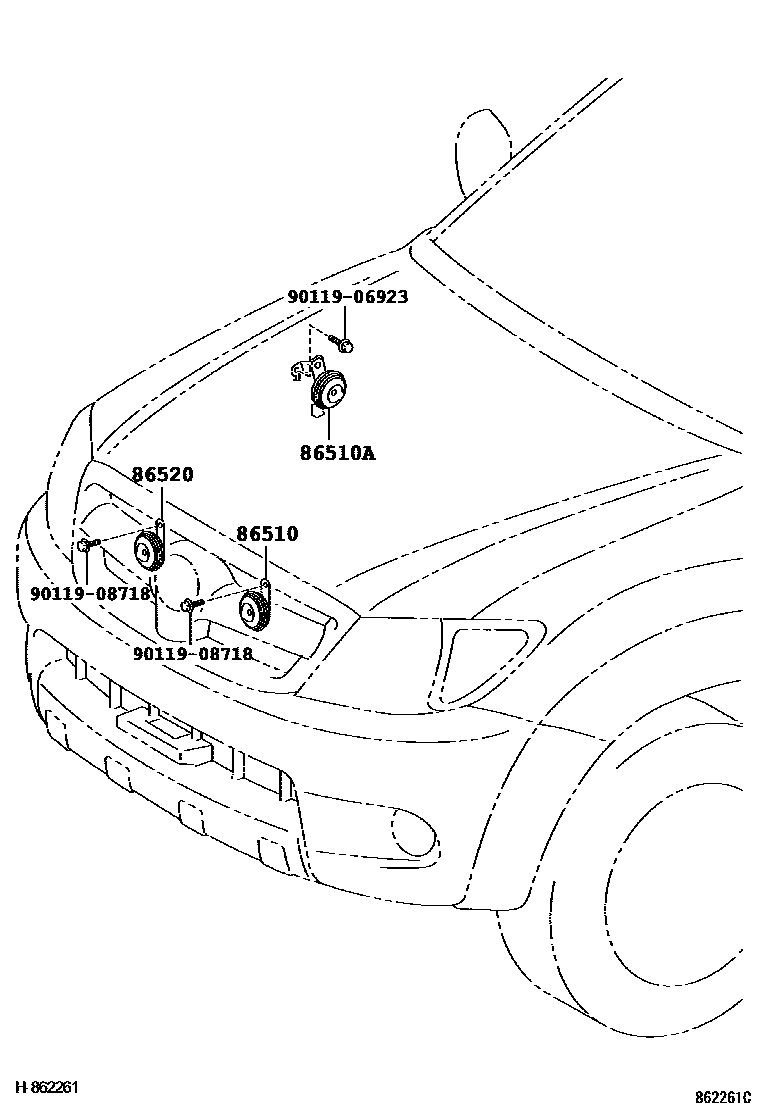 Toyota HILUX 喇叭 EPC diagram — 862261C