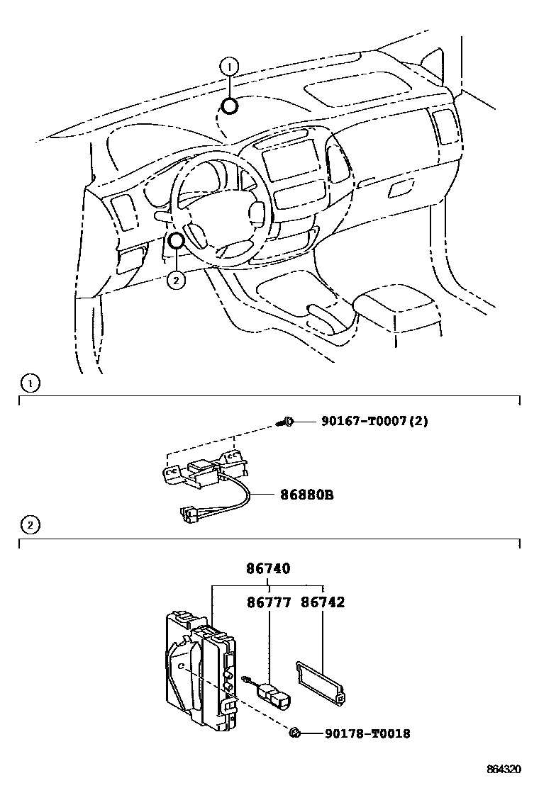 Toyota HILUX 车载电话和呼救装置 EPC diagram — 864320