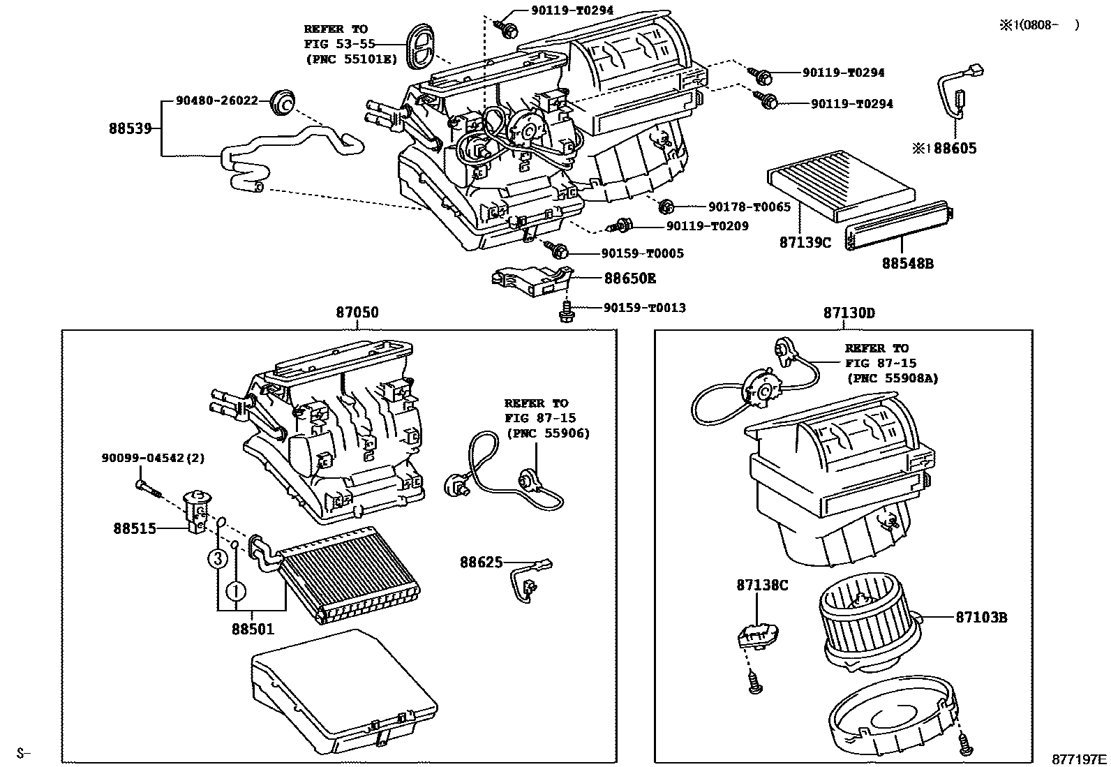 Toyota HILUX 暖风和空调系统 - 冷却器组件 EPC diagram — 877197E