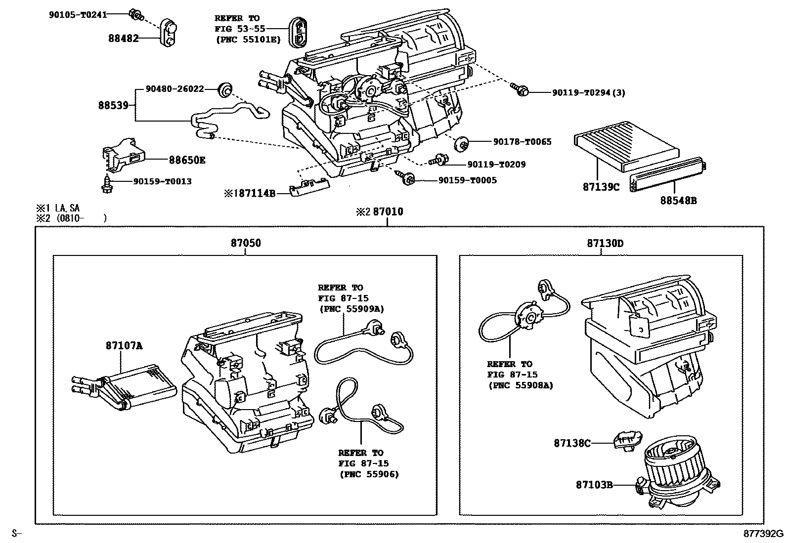 Toyota HILUX 暖风和空调系统 - 冷却器组件 EPC diagram — 877392G