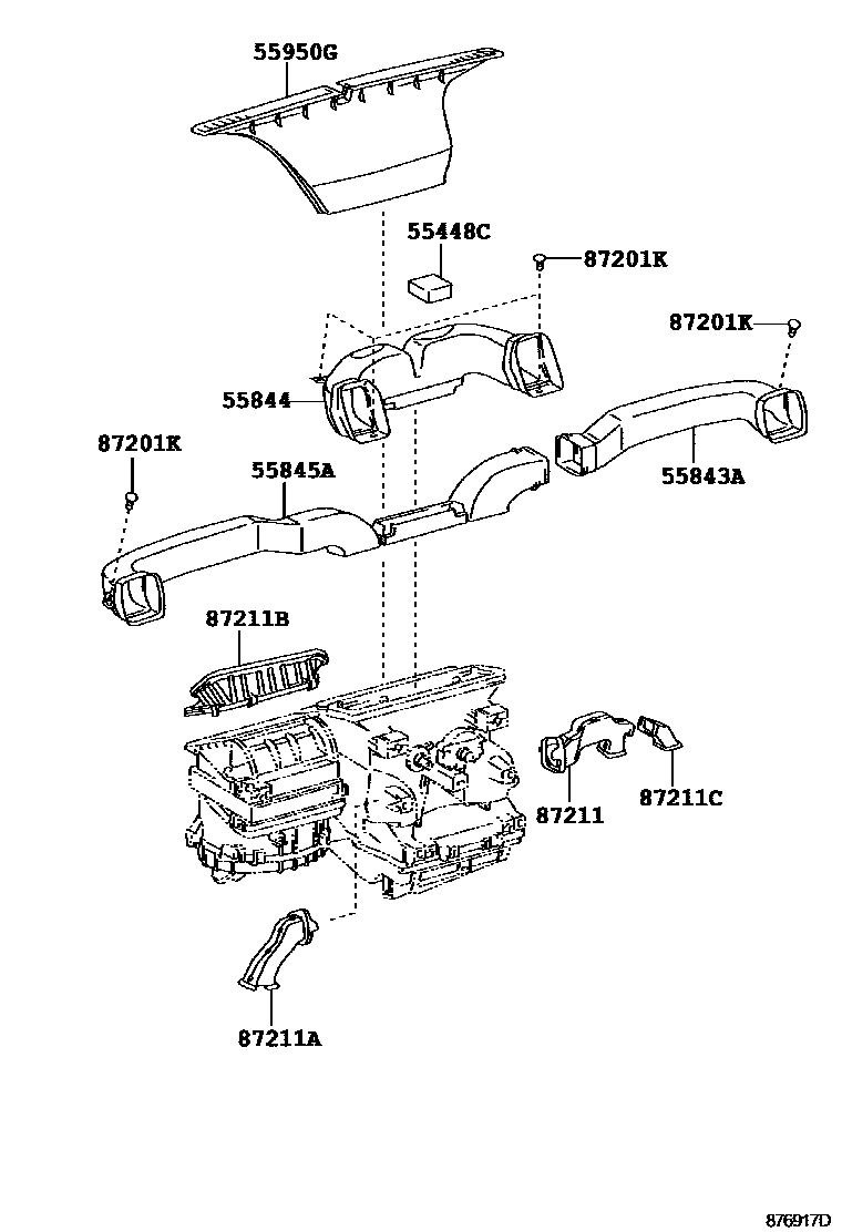 Toyota HILUX 暖风和空调系统 - 控制器和风管 EPC diagram — 876917D