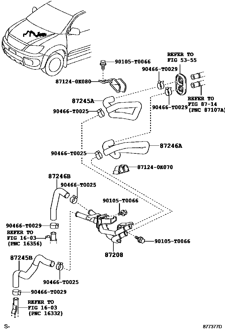 Toyota HILUX 暖风和空调系统 - 水管 EPC diagram — 877377D