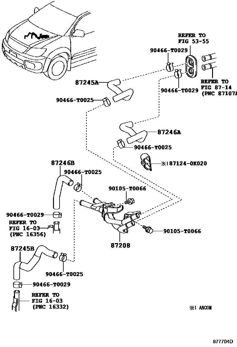Toyota HILUX 暖风和空调系统 - 水管 EPC diagram — 877704D