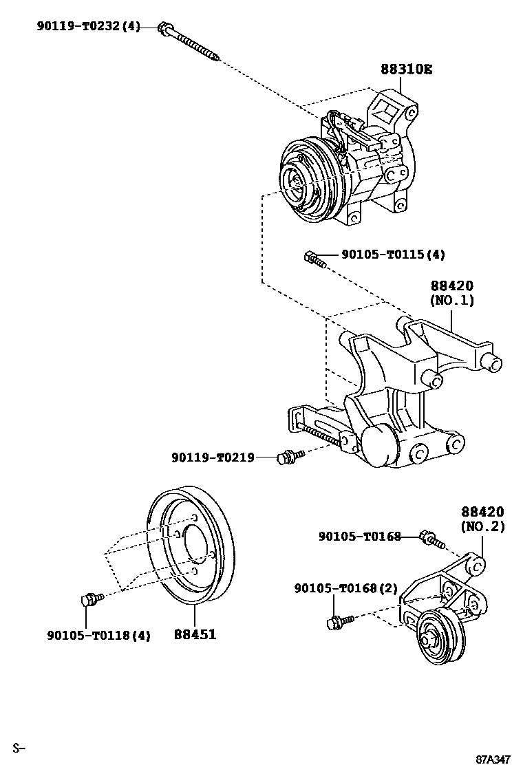 Toyota HILUX Heating & Air Conditioning - Compressor EPC diagram — 87A347