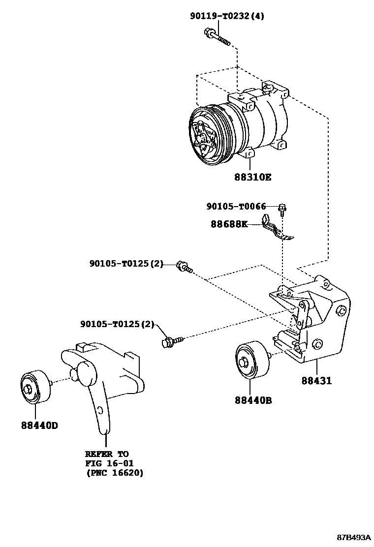 Toyota HILUX Heating & Air Conditioning - Compressor EPC diagram — 87B493A