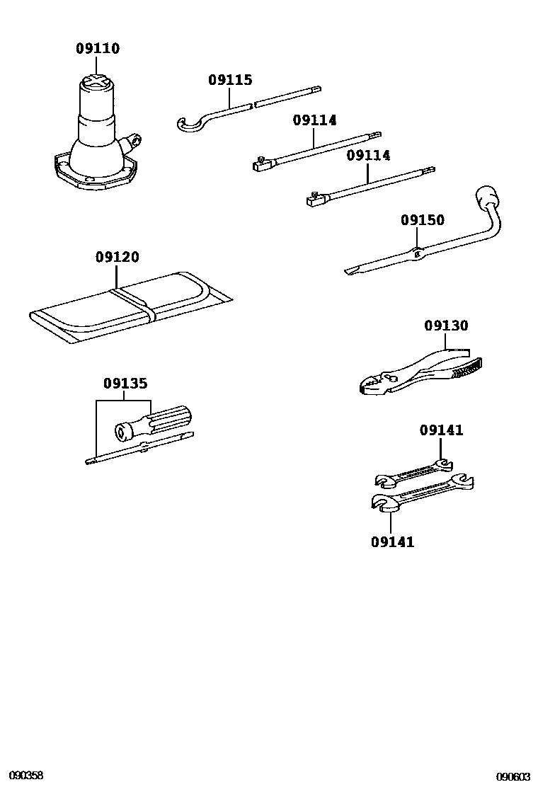 Toyota HILUX Standard Tools EPC diagram — 090603