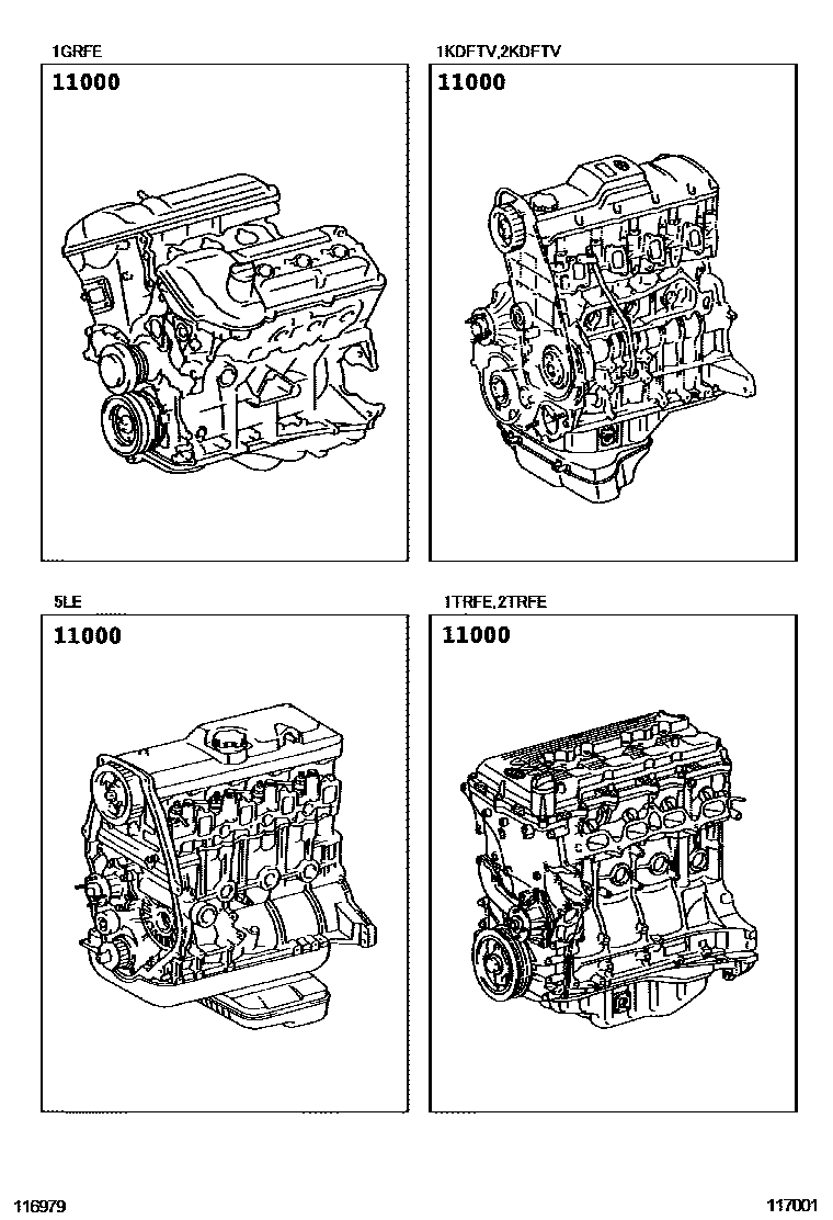 Toyota HILUX Partial Engine Assembly EPC diagram — 117001