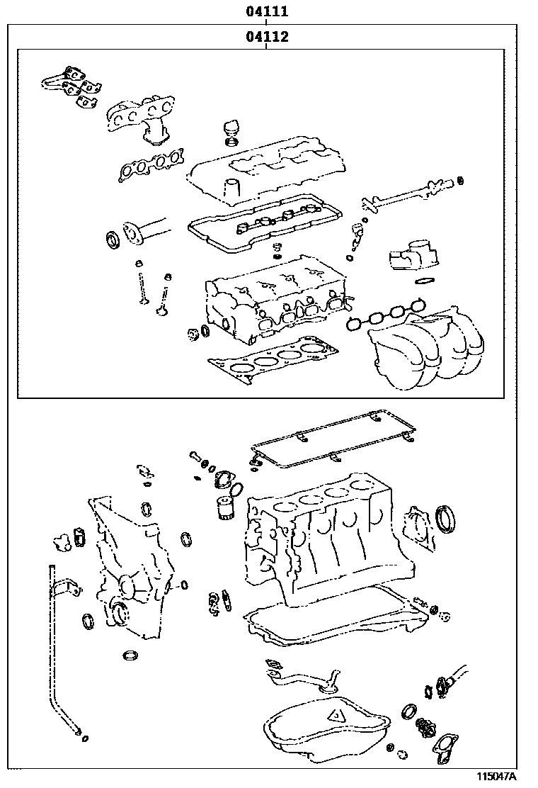 Toyota HILUX Engine Overhaul Gasket Kit EPC diagram — 115047A