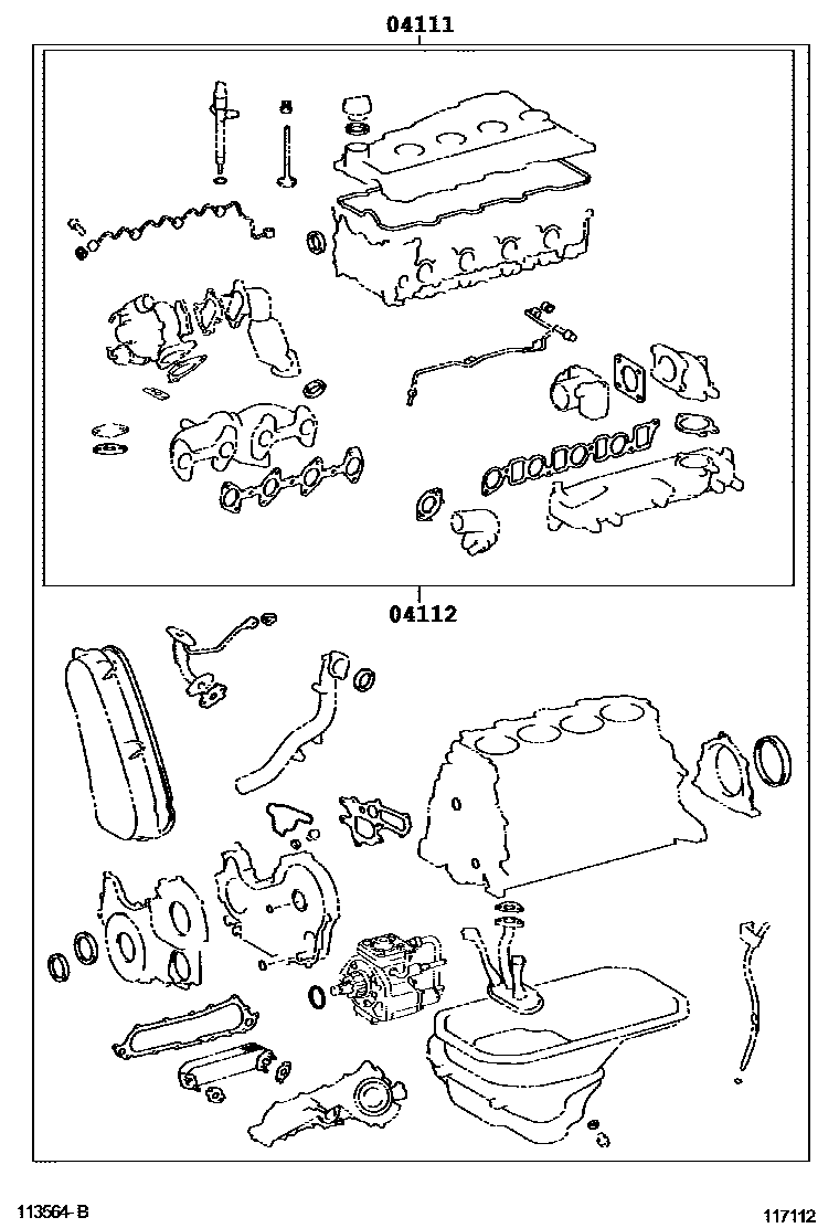Toyota HILUX Engine Overhaul Gasket Kit EPC diagram — 117112