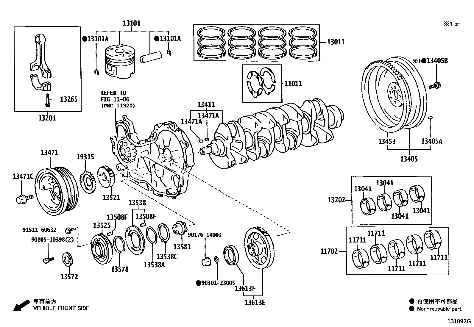 Toyota HILUX Crankshaft & Piston EPC diagram — 131892G