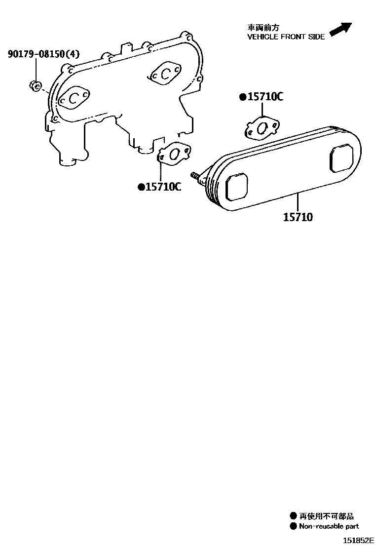 Toyota HILUX Engine Oil Cooler EPC diagram — 151852E