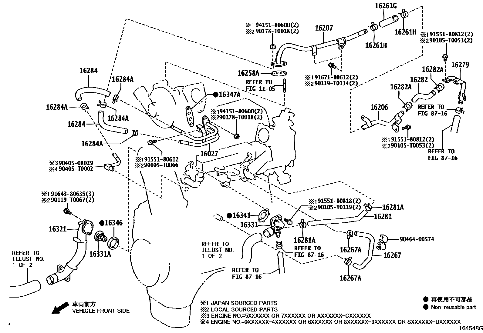 Toyota HILUX RADIATOR & WATER OUTLET EPC diagram — 164548G