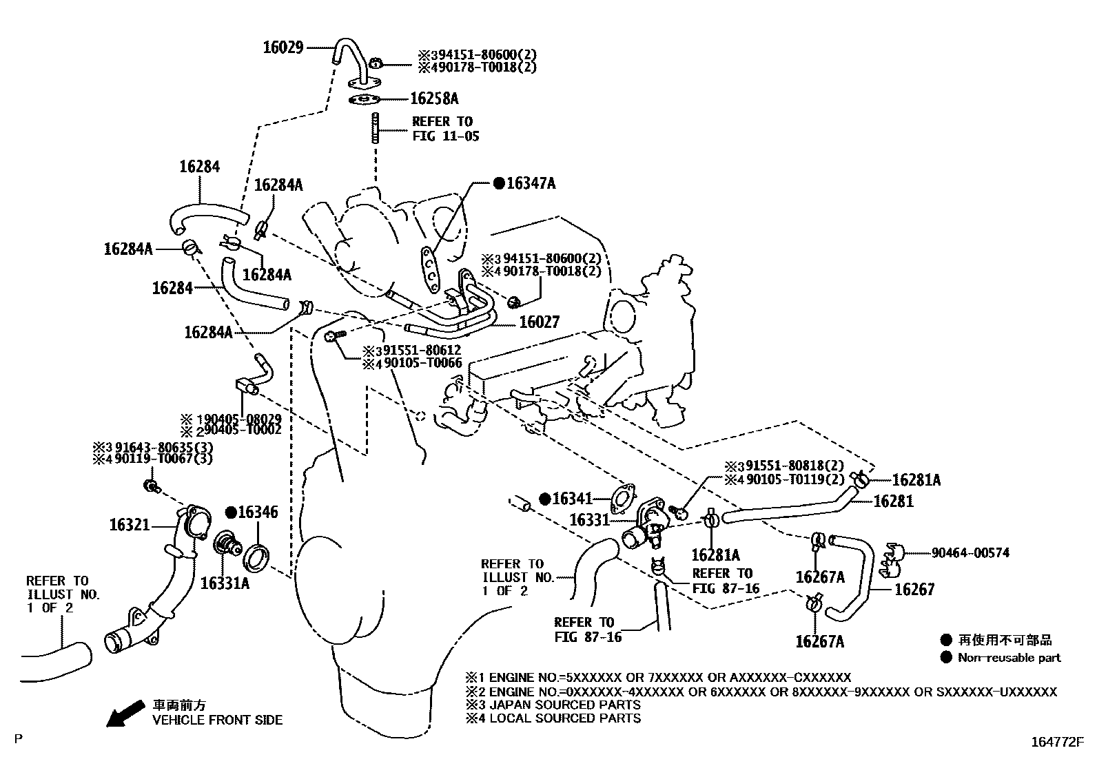 Toyota HILUX RADIATOR & WATER OUTLET EPC diagram — 164772F