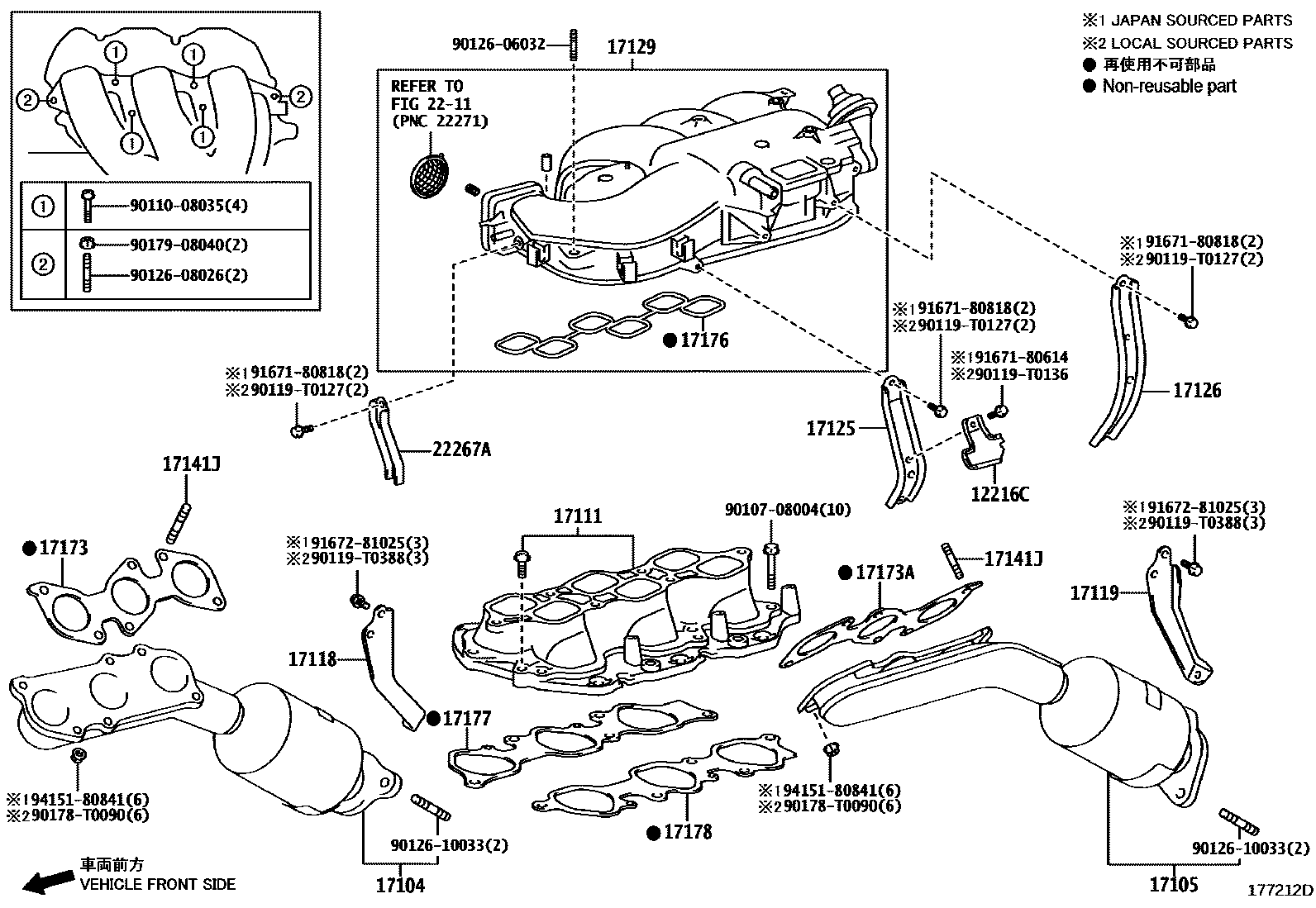 Toyota HILUX Manifold EPC diagram — 177212D