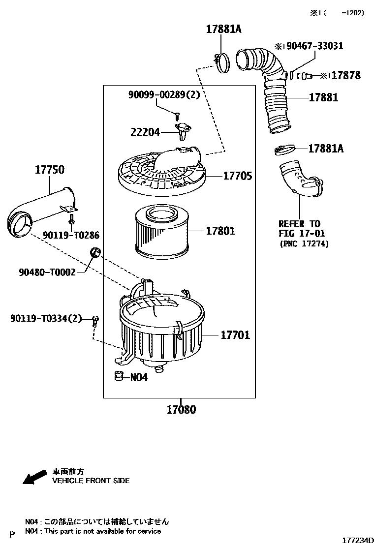 Toyota HILUX Air Cleaner EPC diagram — 177234D