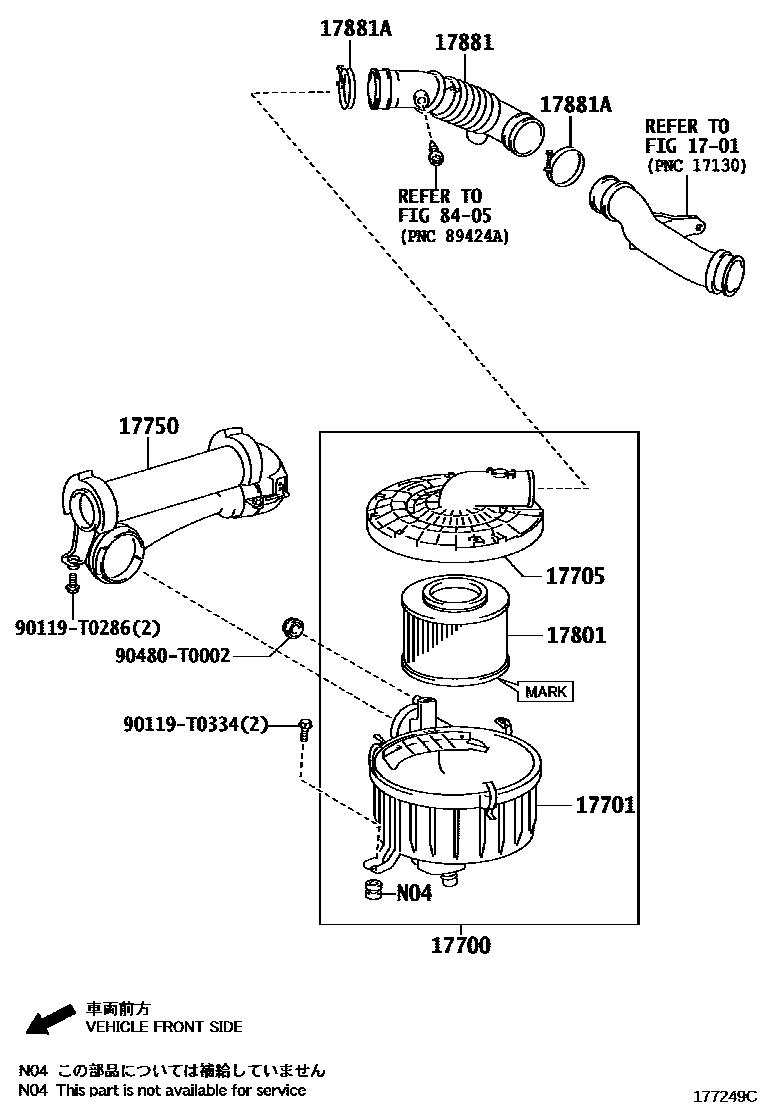 Toyota HILUX Air Cleaner EPC diagram — 177249E