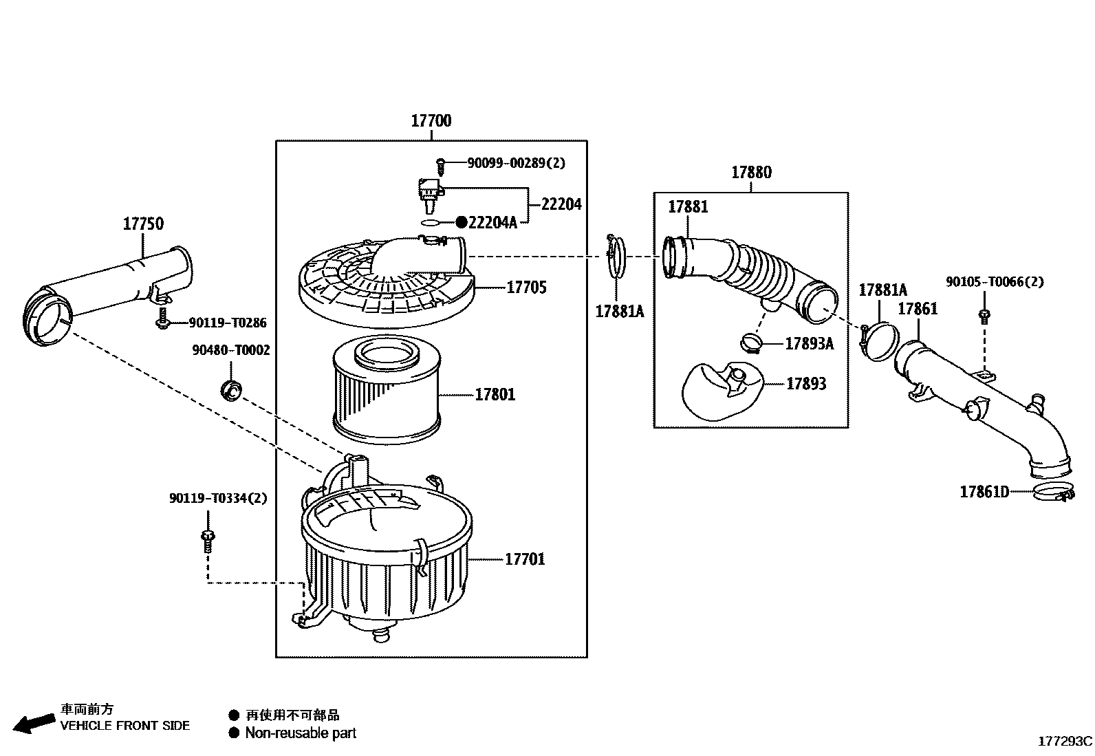 Toyota HILUX Air Cleaner EPC diagram — 177293C