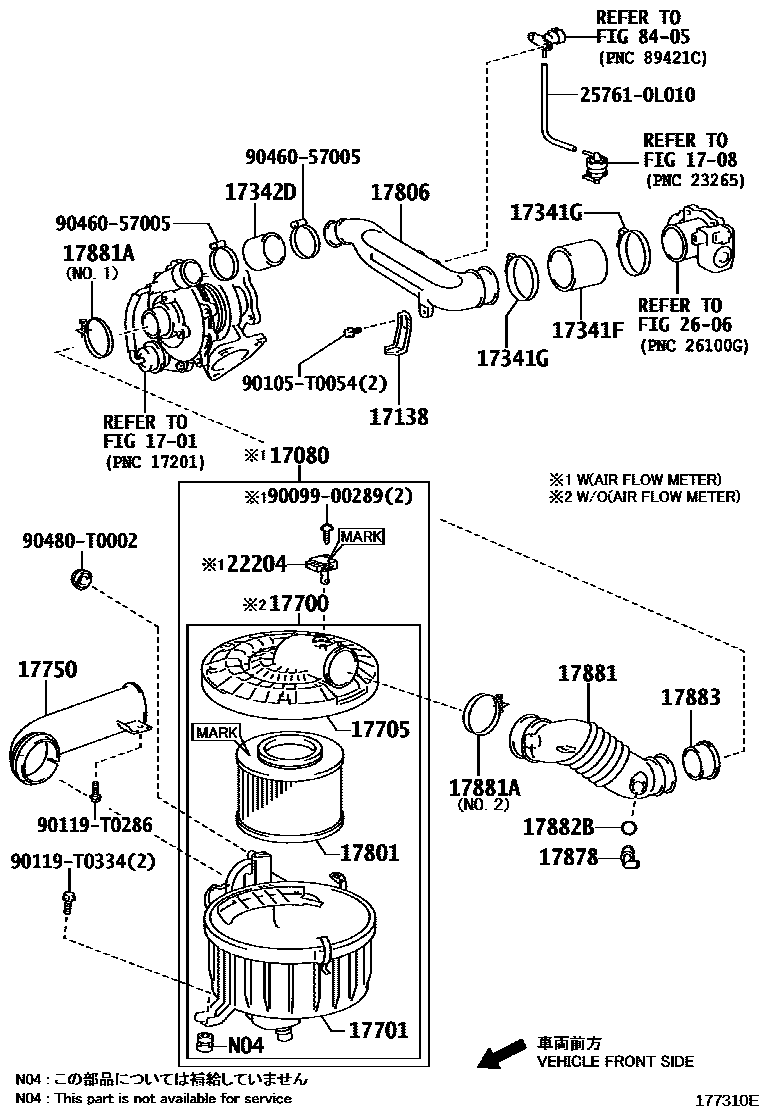 Toyota HILUX Air Cleaner EPC diagram — 177310E