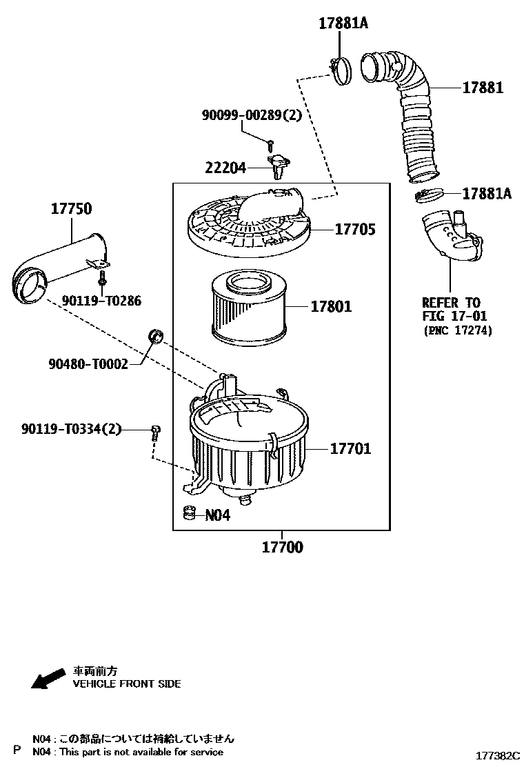 Toyota HILUX Air Cleaner EPC diagram — 177382C
