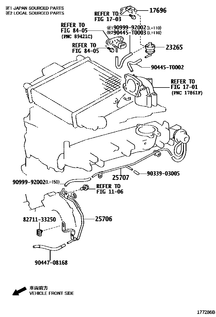 Toyota HILUX vacuum tube EPC diagram — 177286B