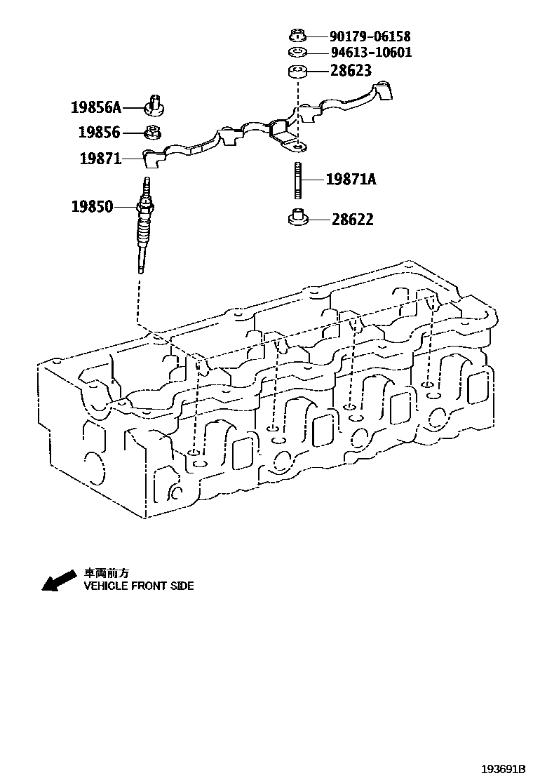 Toyota HILUX 点火线圈和火花塞 EPC diagram — 193691B