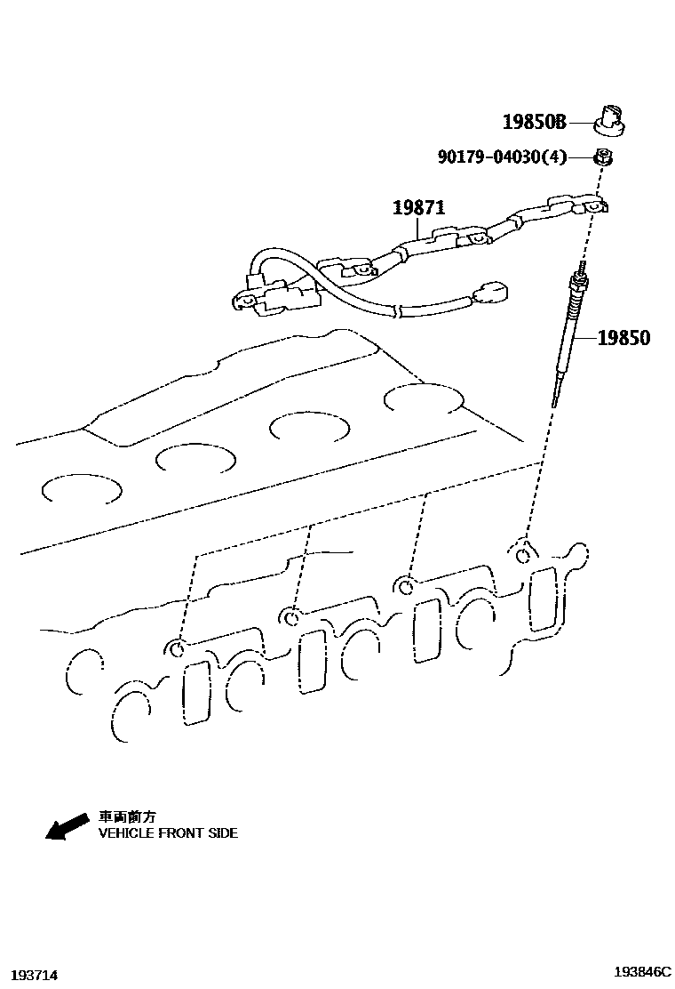 Toyota HILUX 点火线圈和火花塞 EPC diagram — 193846C