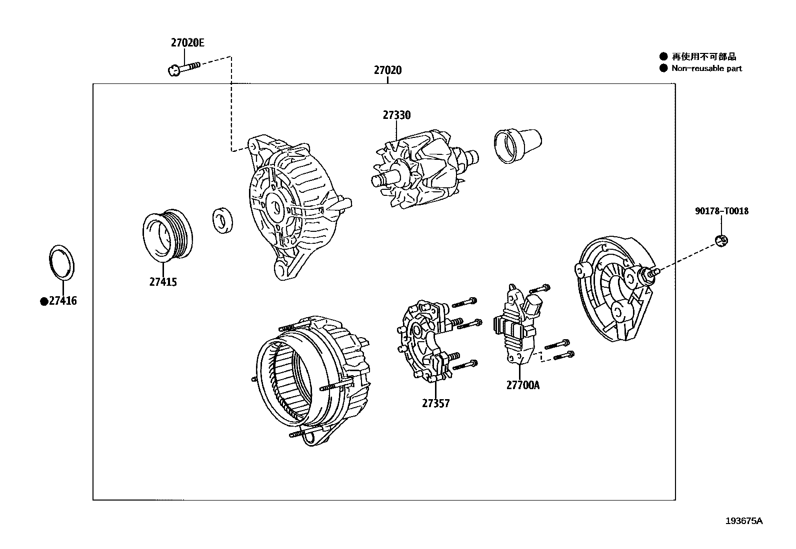 Toyota HILUX Alternator EPC diagram — 193675A